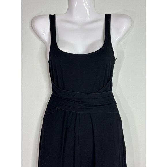 Reformation August Midi Dress Black Scoop Neck Pocket Tie Back Stretch Size XS - Picture 4 of 10